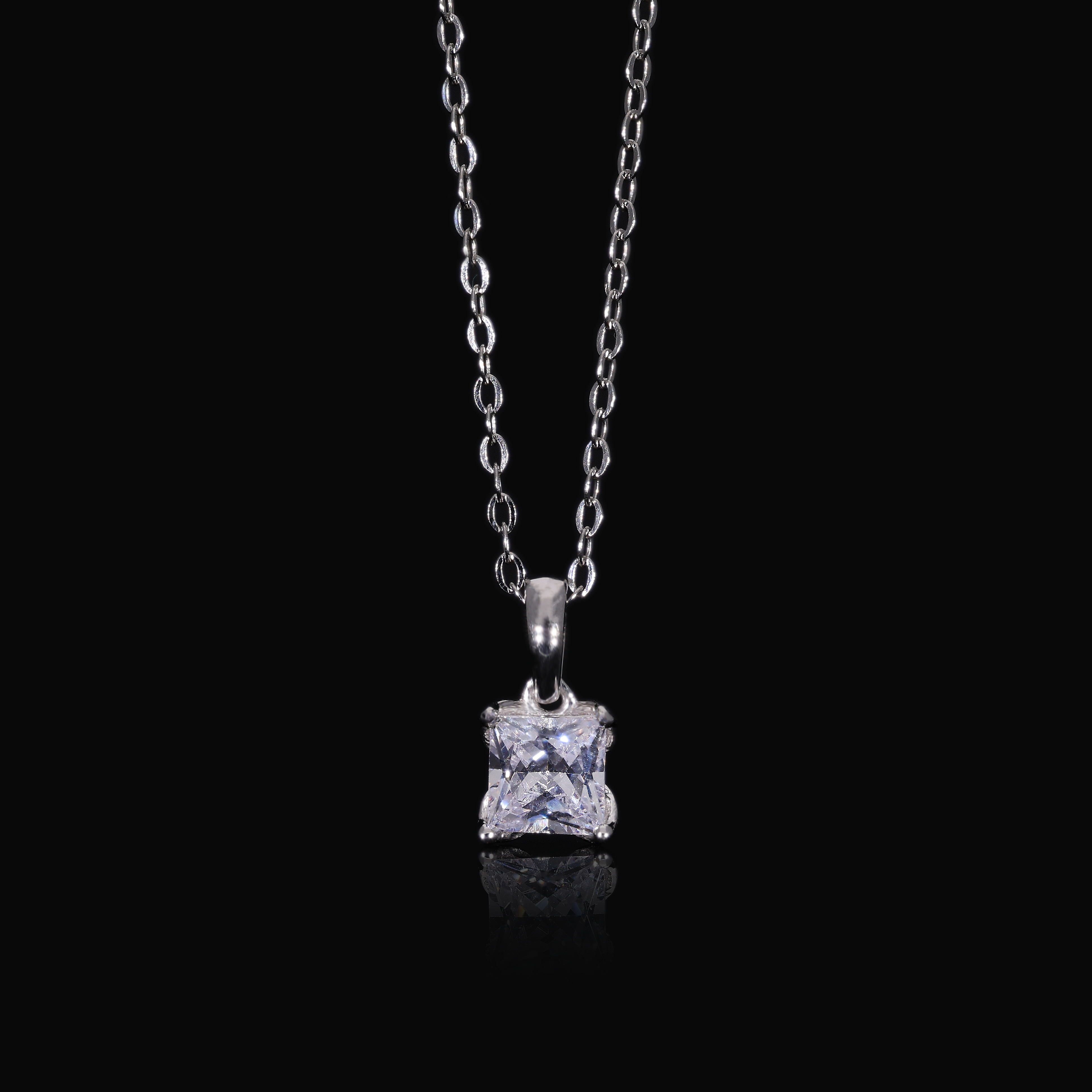 Princess Cut Lab Grown Diamond Solitaire Pendant